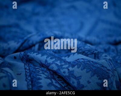 Blauen indischen arabischen textile Tribal Muster Nahaufnahme Stockfoto