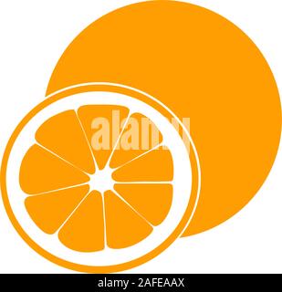 Orange Frucht mit Blatt und Slice. Vector Illustration Stock Vektor
