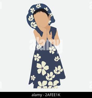 Vektor wenig muslimische Mädchen mit Dressing. Süße Kinder Abbildung: EPS 10. Stock Vektor