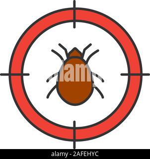 Milbe Ziel Farbe Symbol. Parasitische Insekten abweisend. Isolierte Vector Illustration Stock Vektor