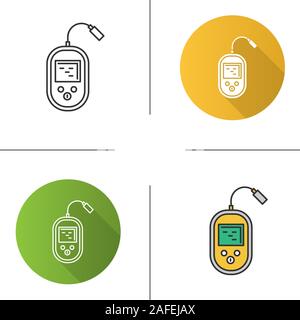 Fish Finder Symbol. Flache Bauweise, lineare und Farbe Stile. Echolot. Tiefenmesser. Fisch suchen. Isolierte Vektorgrafiken Stock Vektor