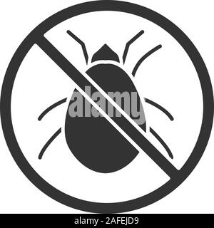 Stop Milben Zeichen glyph Icon. Parasitische Insekten abweisend. Schädlingsbekämpfung. Silhouette Symbol. Negativer Platz. Vektor isoliert Abbildung Stock Vektor