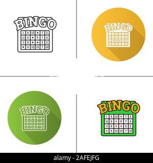 Bingo Spiel symbol. Flache Bauweise, lineare und Farbe Stile. Lotterie. Casino. Isolierte Vektorgrafiken Stock Vektor
