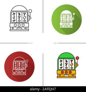 Bandit Symbol. Flache Bauweise, lineare und Farbe Stile. Slot Maschine. Casino. Isolierte Vektorgrafiken Stock Vektor