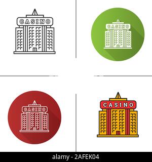 Casino Gebäude Symbol. Flache Bauweise, lineare und Farbe Stile. Hotel. Isolierte Vektorgrafiken Stock Vektor