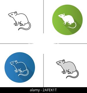 Maus, Ratte Symbol. Flache Bauweise, lineare und Farbe Stile. Nagetier. Um einen Schädling handelt. Isolierte Vektorgrafiken Stock Vektor