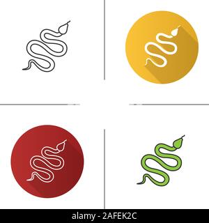 Schlange Symbol. Flache Bauweise, lineare und Farbe Stile. Schlange. Isolierte Vektorgrafiken Stock Vektor