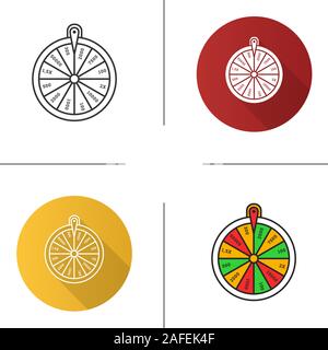 Glücksrad Symbol. Flache Bauweise, lineare und Farbe Stile. Casino. Isolierte Vektorgrafiken Stock Vektor