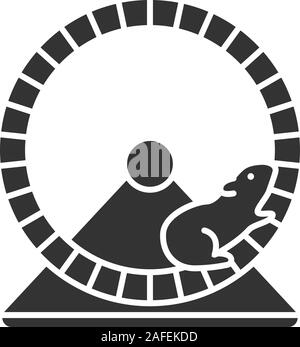 Hamsterrad glyph Icon. Nager käfig Ausrüstung. Silhouette Symbol. Negativer Platz. Vektor isoliert Abbildung Stock Vektor