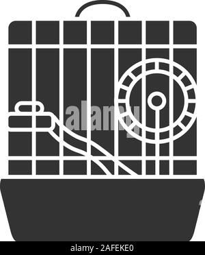 Hamster Käfig glyph Icon. Nagetier Rad. Silhouette Symbol. Negativer Platz. Vektor isoliert Abbildung Stock Vektor