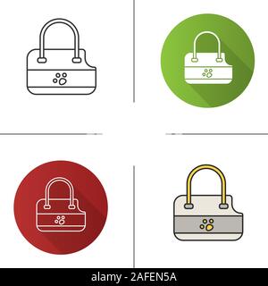 Haustiere bag carrier Symbol. Flache Bauweise, lineare und Farbe Stile. Hund Geldbeutel. Isolierte Vektorgrafiken Stock Vektor