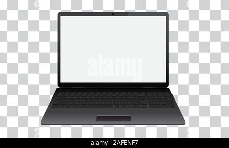 Realistische dunklen Laptop mock up. Isometrische Vorderansicht mit Tastatur und leeren Bildschirm. Stock Vektor