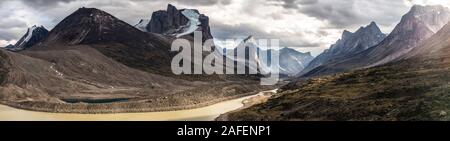 Pangnirtung Pass Panorama Stockfoto