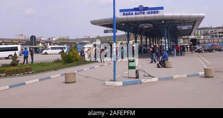 Chisinau, Republik Moldau - 21. April 2019: Bus Station. Internationalen Strecken Stockfoto