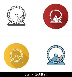 Hamsterrad Symbol. Flache Bauweise, lineare und Farbe Stile. Nager käfig Ausrüstung. Isolierte Vektorgrafiken Stock Vektor