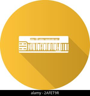 Mellotron flache Bauweise lange Schatten glyph Icon. Synthesizer. Vektor silhouette Abbildung Stock Vektor