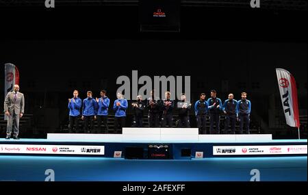 Chiba, Japan. 15 Dez, 2019. Die USA, Frankreich und Italien Team während der Award Wettbewerb der Männer Folie Team Wettbewerb am Fechten Wm 2019 in Chiba, Japan. Foto am 15. Dezember 2019 berücksichtigt. Foto: Ramiro Agustin Vargas Tabares Credit: Ramiro Agustin Vargas Tabares/ZUMA Draht/Alamy leben Nachrichten Stockfoto
