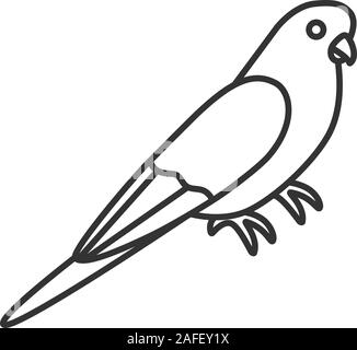 Wellensittich lineare Symbol. Dünne Linie Abbildung. Gemeinsame Sittich. Papagei. Kontur Symbol. Vektor isoliert Maßbild Stock Vektor