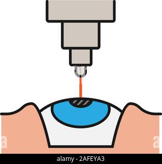 Laser-augenchirurgie Farbe Symbol. Medizinische Augenheilkunde. Augenlaser. Isolierte Vector Illustration Stock Vektor