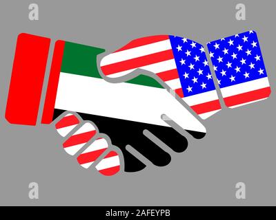Vereinigte Arabische Emirate VAE und USA Flaggen Handshake Vektor Stock Vektor
