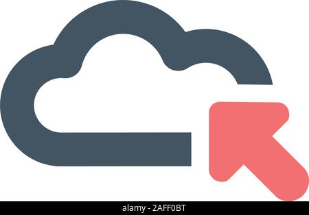 Cloud minimalistisch iconwith einen Pfeil. Hochladen oder Herunterladen von Daten Konzept. Vektor Illustration auf weißem Hintergrund. Stock Vektor