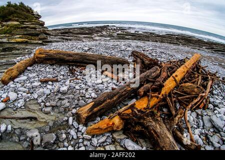 Plage de Viviers Basken Basken Fischteichen Strand, Urugne, Pyrénées-Atlantiques, Frankreich Stockfoto