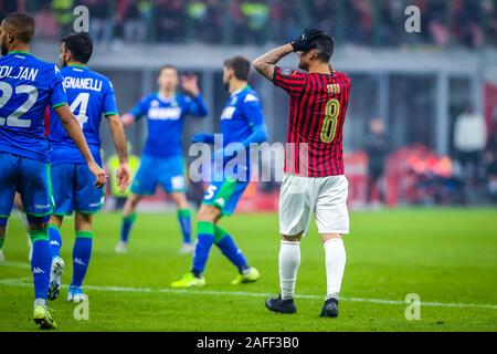 Mailand, Italien. 15 Dez, 2019. Suso (ac mailand) in Mailand vs Sassuolo, italienische Fußball Serie A Männer Meisterschaft in Mailand, Italien, 15. Dezember 2019 - LPS/Fabrizio Carabelli Credit: Fabrizio Carabelli/LPS/ZUMA Draht/Alamy leben Nachrichten Stockfoto