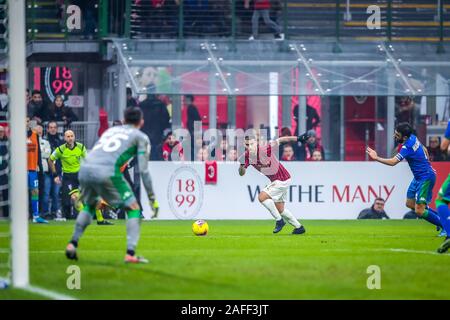 Mailand, Italien. 15 Dez, 2019. Suso (ac mailand) in Mailand vs Sassuolo, italienische Fußball Serie A Männer Meisterschaft in Mailand, Italien, 15. Dezember 2019 - LPS/Fabrizio Carabelli Credit: Fabrizio Carabelli/LPS/ZUMA Draht/Alamy leben Nachrichten Stockfoto