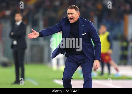 Spal Head Coach Leonardo Semplici Gesten während der Italienischen Meisterschaft in der Serie A Fußballspiel zwischen AS Roma und Spal 2013 Am 15. Dezember 2019 im Stadio Olimpico in Rom, Italien - Foto Federico Proietti/ESPA-Bilder Stockfoto