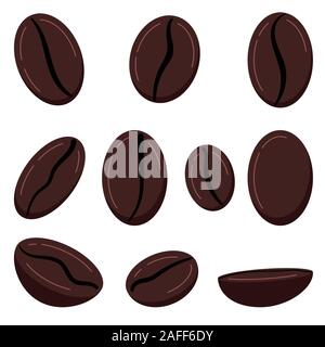 Kaffee Körner Symbol auf weißem Hintergrund. Stock Vektor