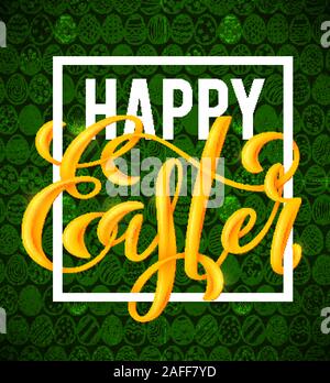 Frohe Ostern poster Mit handgezeichneten Schriftzug, Vektor, Abbildung Stock Vektor