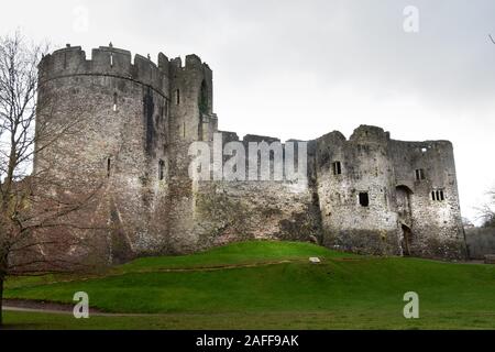 Winter in Chepstow Castle Stockfoto