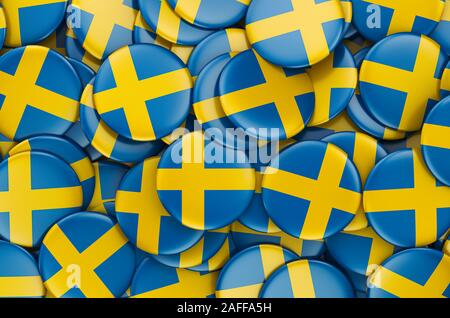 Abzeichen mit Flagge Schwedens, 3D-Rendering Stockfoto