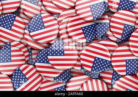 Abzeichen mit der Flagge der Vereinigten Staaten, 3D-Rendering Stockfoto