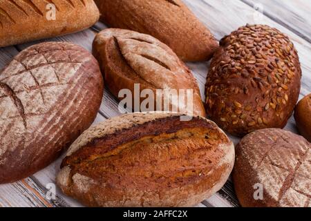 Frisches Brot Brote Hintergrund. Stockfoto
