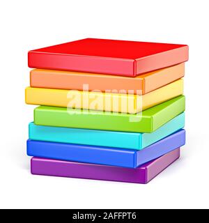Rainbow bunte Würfel 3D-Render Abbildung auf weißem Hintergrund Stockfoto