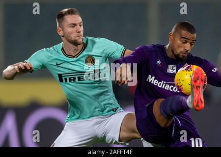 Mailand Skriniar (Inter)Kevin-Prince Boateng (Fiorentina) während Erie der Italienischen eine "Übereinstimmung zwischen Fiorentina 1-1 Inter zu Artemio Franchi Stadion am 15 Dezember, 2019 in Florenz, Italien. Credit: Maurizio Borsari/LBA/Alamy leben Nachrichten Stockfoto