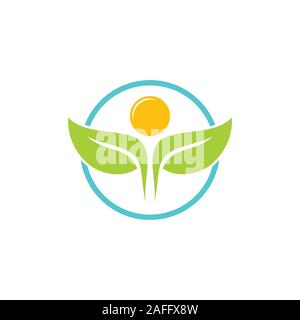 Blatt sun Menschen prägen das natürliche Leben Symbol logo Vektor Stock Vektor