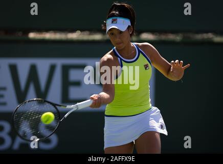 Priscilla Hon von Australien in Aktion bei Ihrem auftaktspiel am 2019 BNP Paribas Open WTA Premier Pflichtfeld Tennis Turnier Stockfoto