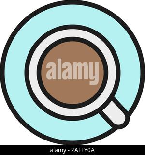 Kaffee, Tee flat Color Line Symbol. Auf weissem Hintergrund Stock Vektor