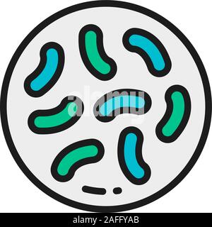 Probiotika, Laktobazillen, Bifidobakterien flachbild Color Line Symbol. Stock Vektor