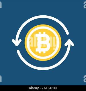 Golden bitcoin mit Kreis Pfeile. bitcoin Symbol für cryptocurrency. Vektor Stock Vektor