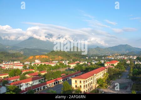 Panoramablick auf Lai Chau, Nordvietnam Stockfoto