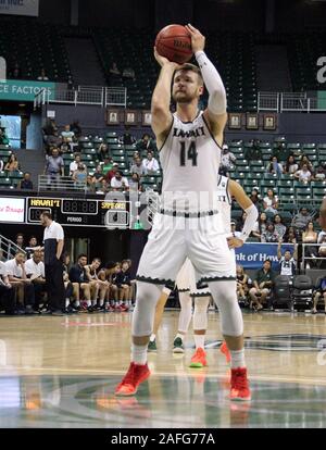 Dezember 15, 2019 - Hawaii Rainbow Warriors vorwärts Zigmars Raimo (14) Nimmt einen kostenlosen während eines Spiels zwischen den Hawaii Rainbow Warriors und die Samford Bulldoggen in der Stan Polizeichef-Mitte in Honolulu, HI Michael Sullivan/CSM werfen. Stockfoto