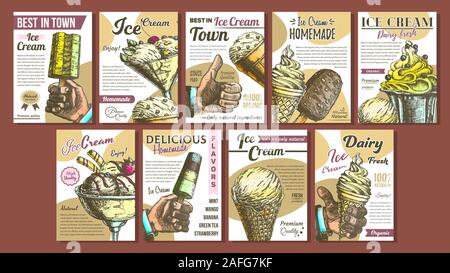 Sortiment gefrorenes Eis Set Poster Vektor Stock Vektor