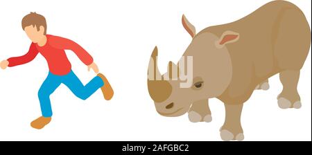 Angriff Nashorn Symbol, isometrische Stil Stock Vektor