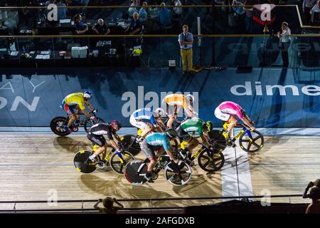 Der fünfte Tag der Londoner sechs Tag, Lee Valley Velodrom, Abercrombie Straße, Queen Elizabeth Olympic Park, London, Großbritannien Stockfoto