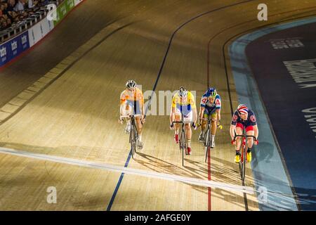 Der fünfte Tag der Londoner sechs Tag, Lee Valley Velodrom, Abercrombie Straße, Queen Elizabeth Olympic Park, London, Großbritannien Stockfoto