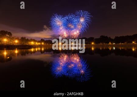 Fireworks Festival am See Bundek, Zagreb, Kroatien. Stockfoto