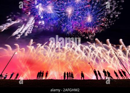 Fireworks Festival am See Bundek, Zagreb, Kroatien. Stockfoto